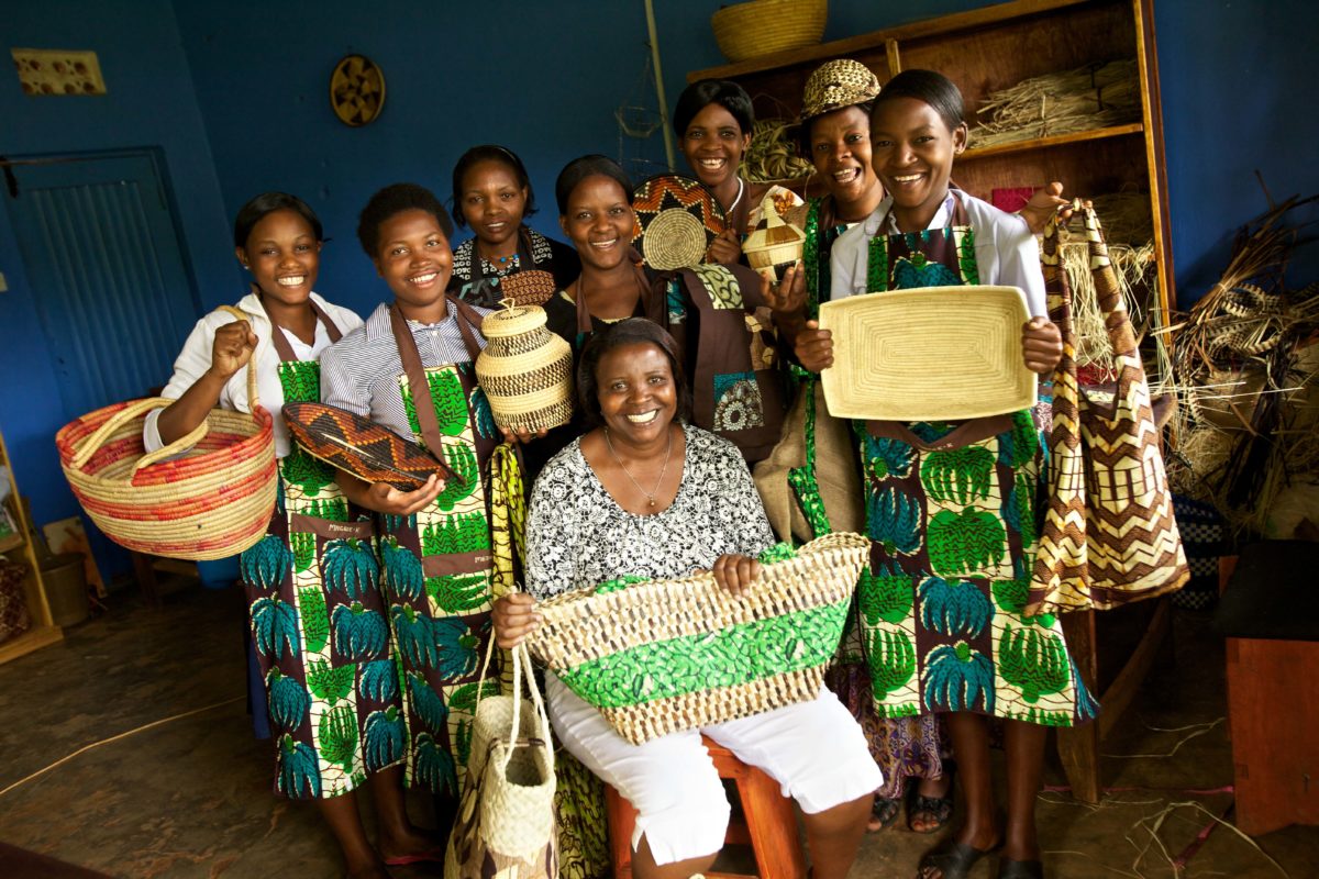 WUBP beneficiaries with the baskets they made